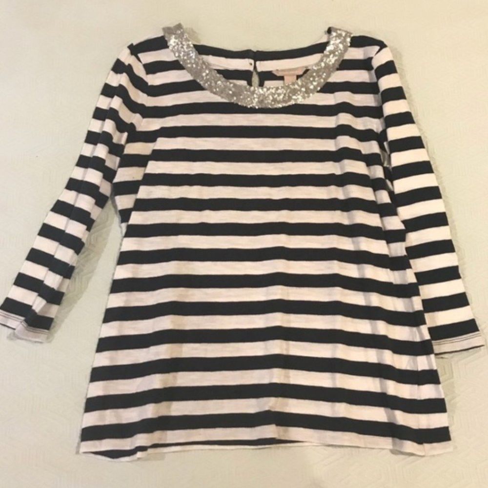 Banana republic sequin collar striped tee